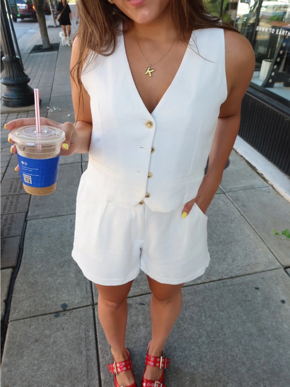 Linen Sleeveless Vest & High-Rise Shorts Set size S Velvet Heart - Picture 5 of 10